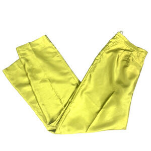Vintage Green Pencil Pants Women 12 High Waist Metallic Sheen Studio C